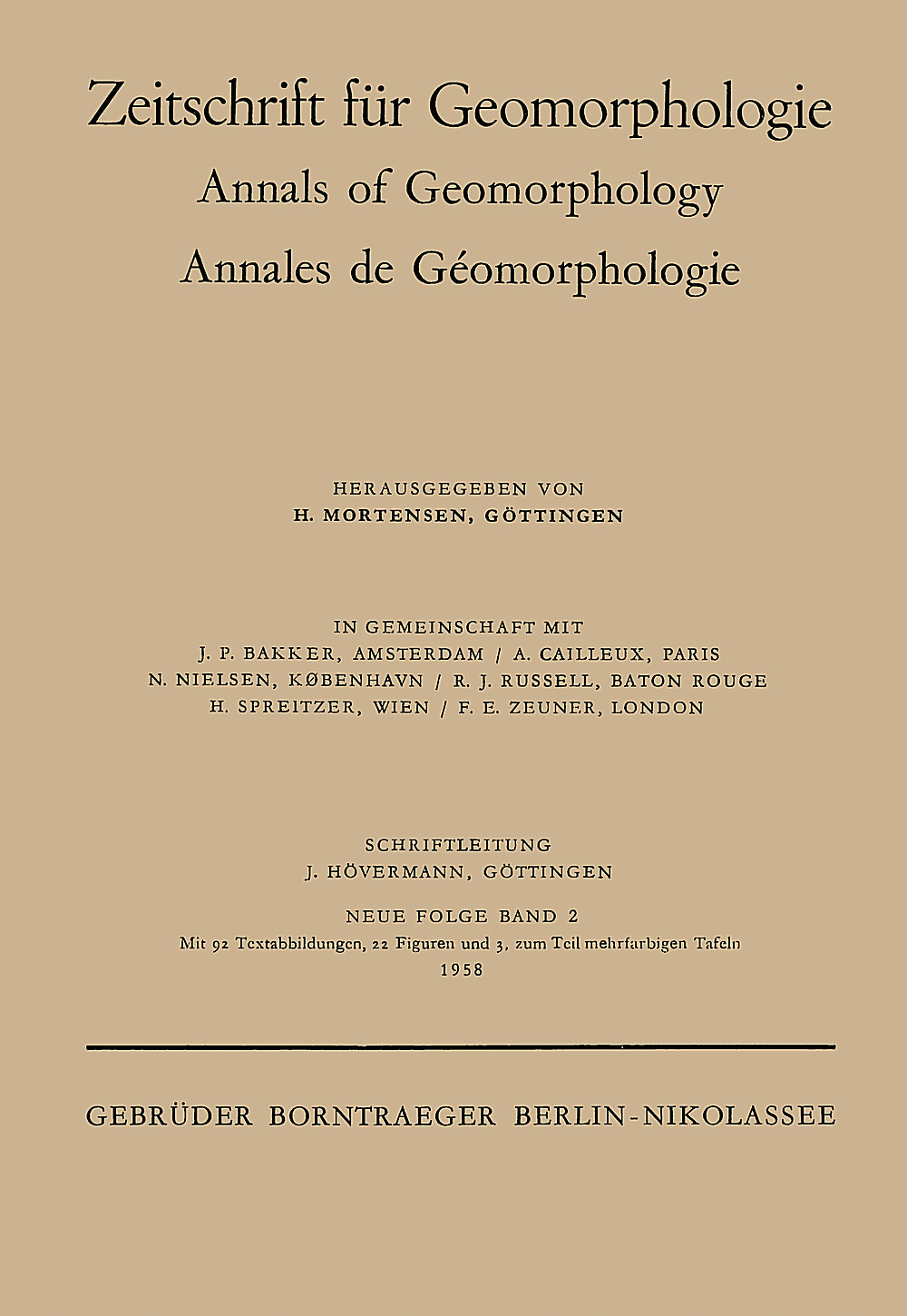Cover image of: Zeitschrift für Geomorphologie Volume 2