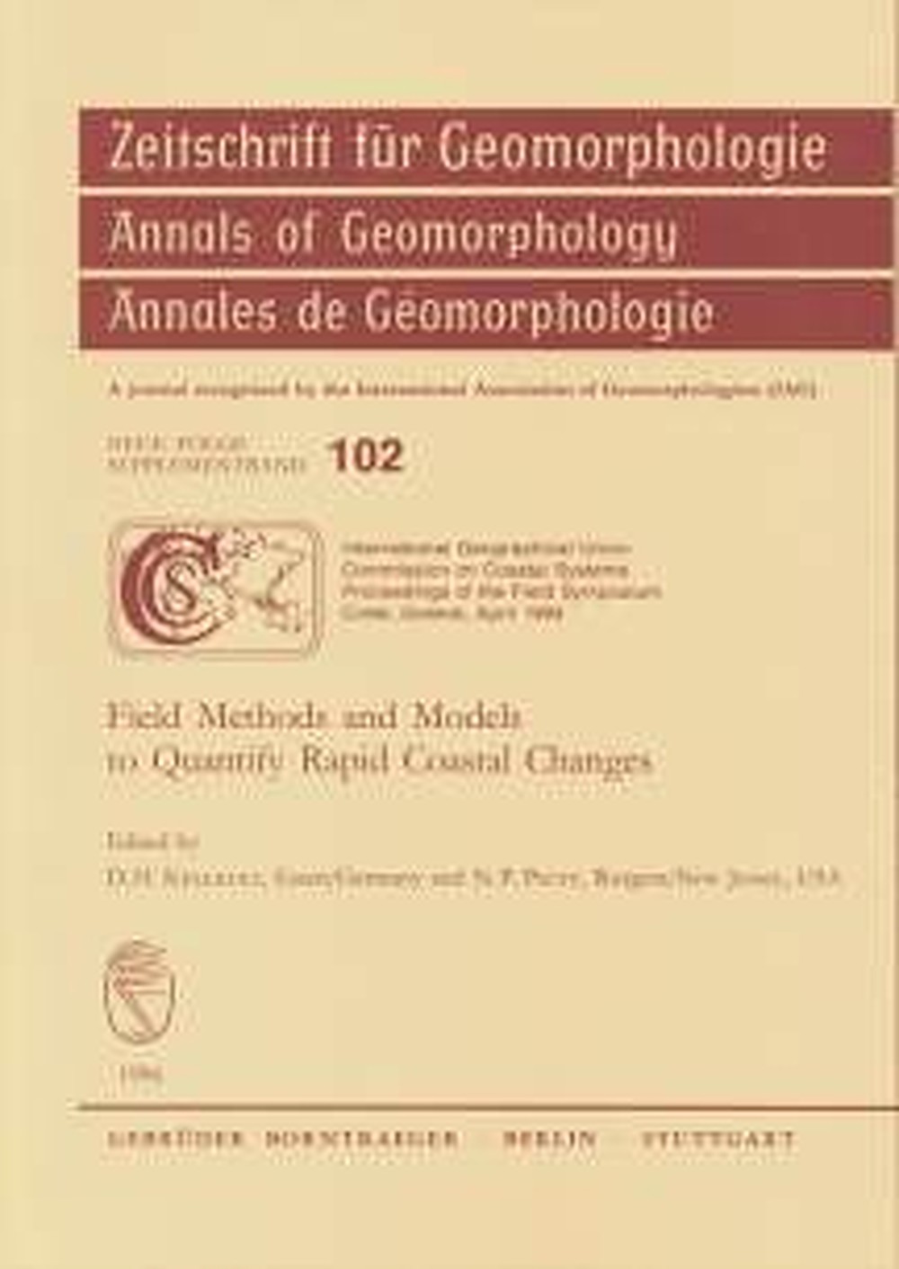 Cover image of:  - Field methods and models to quantify rapid coastal changes Internat. Geographical Union, Commission on Coastal Systems.
 Proceedings of the Field Symposium 
Crete, Greece, April 1994