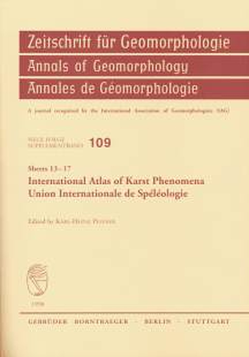 Umschlagbild des Buches:  - Union Internationale de Spéléologie International Atlas of Karst Phenomena (Sheets 13-17)