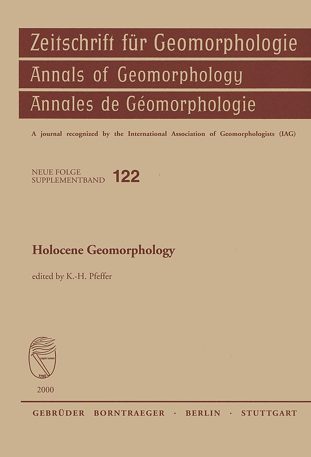 Cover image of:  - Holocene Geomorphology 