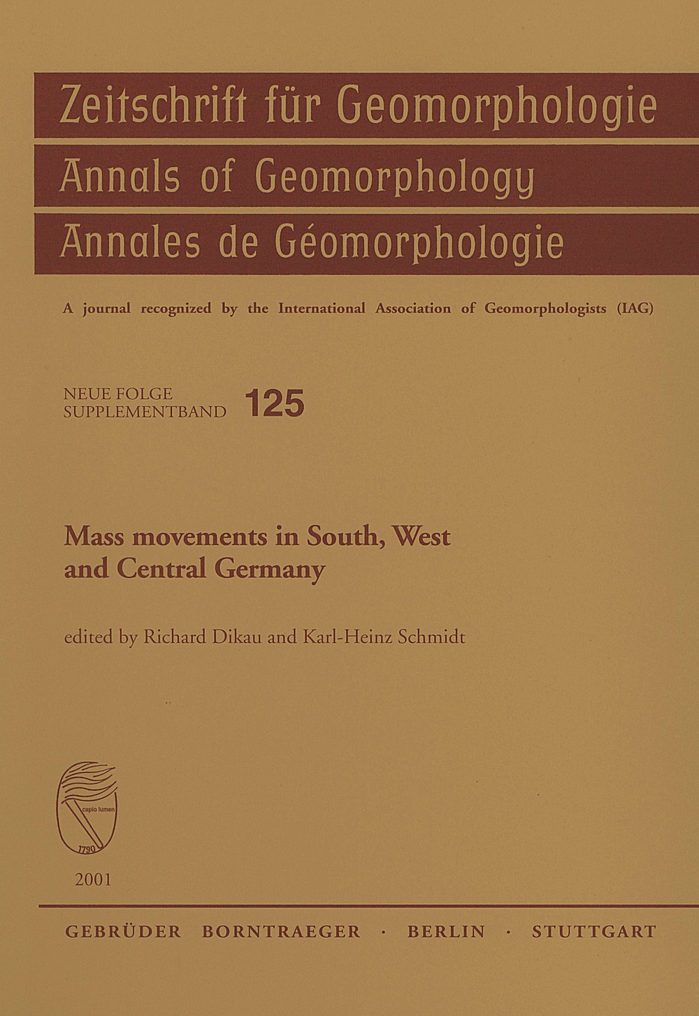 Image de couverture de:  - Mass movements in South, West and Central Germany 