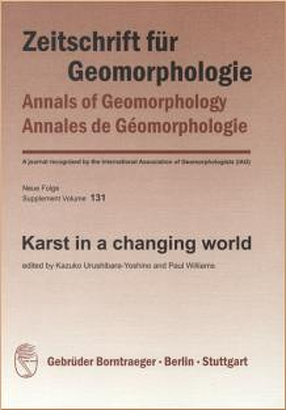Cover image of:  - Karst in a changing world 