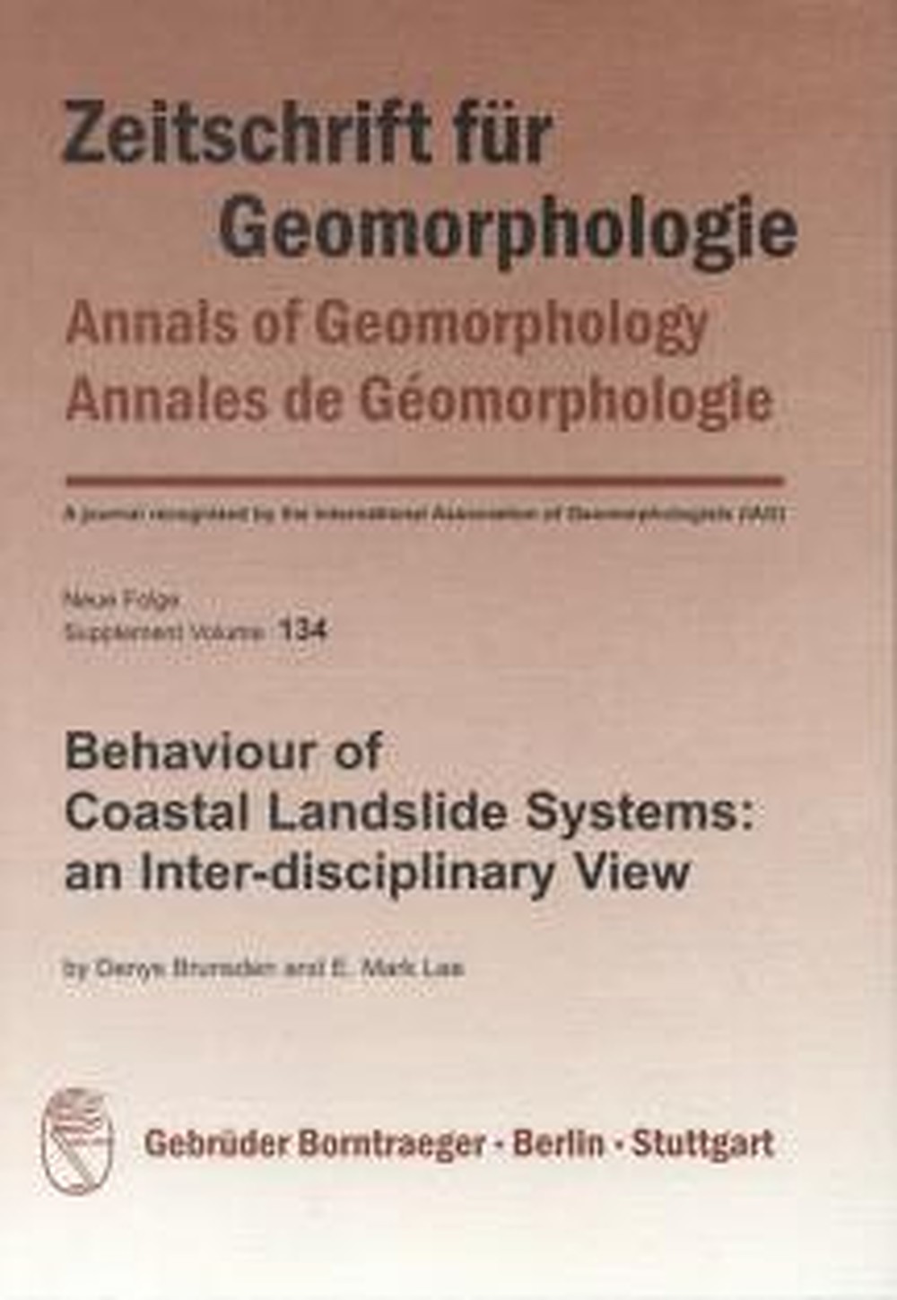 Umschlagbild des Buches: Denys Brunsden; E. Mark Lee - Behaviour of Coastal Landslide Systems: an 
Inter-disciplinary View 
