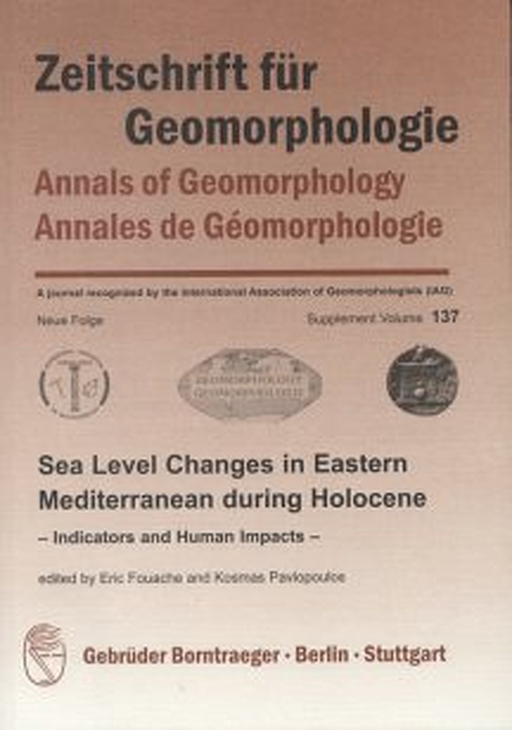 Cover image of:  - Sea Level Changes in Eastern Mediterranean during Holocene Indicators and Human Impacts