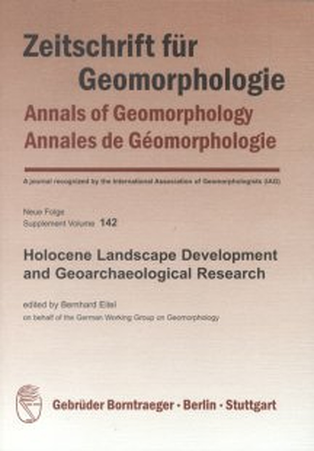Cover image of:  - Holocene Landscape Development and Geoarchaeological Research 