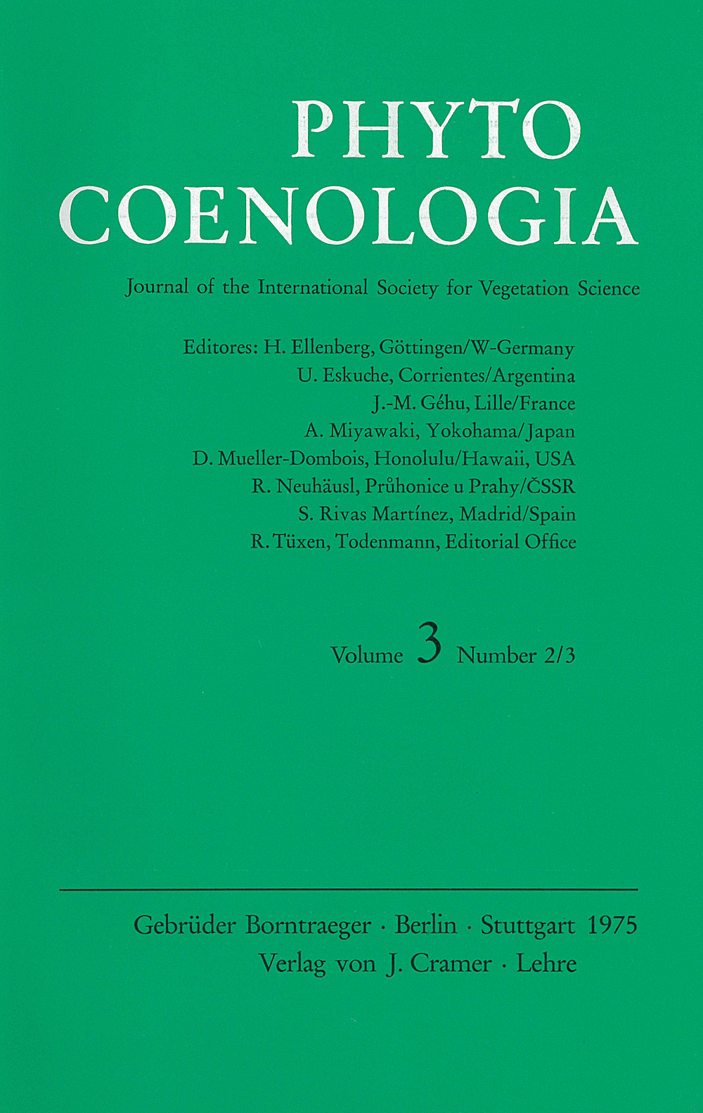 Cover image of: Phytocoenologia Band 3 Heft 2-3