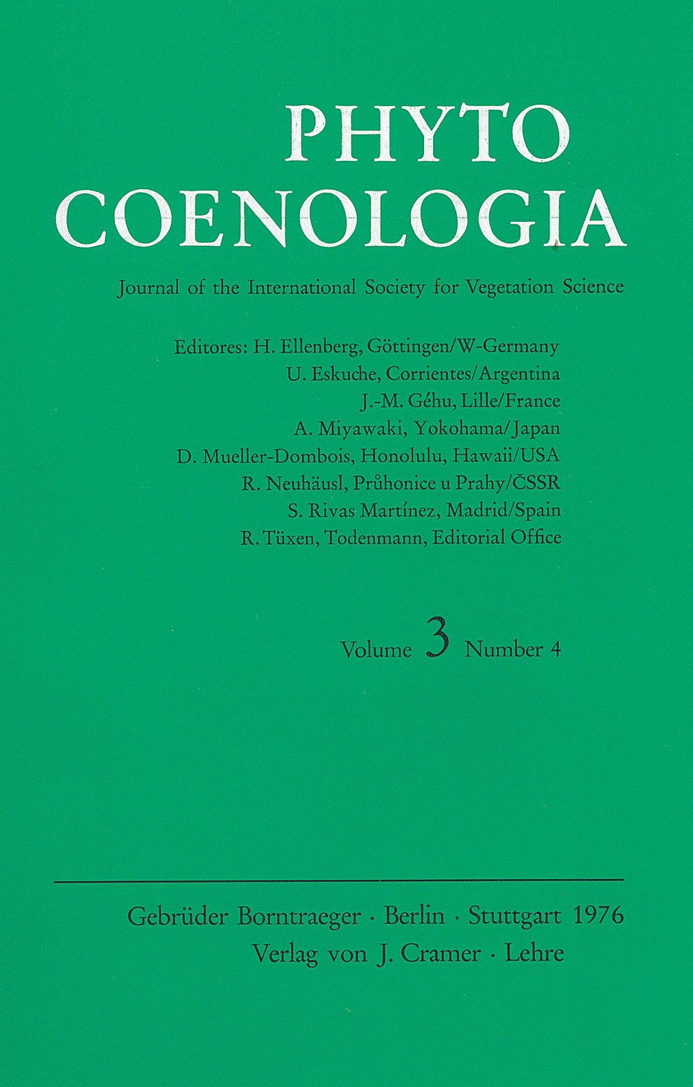Cover image of: Phytocoenologia Band 3 Heft 4