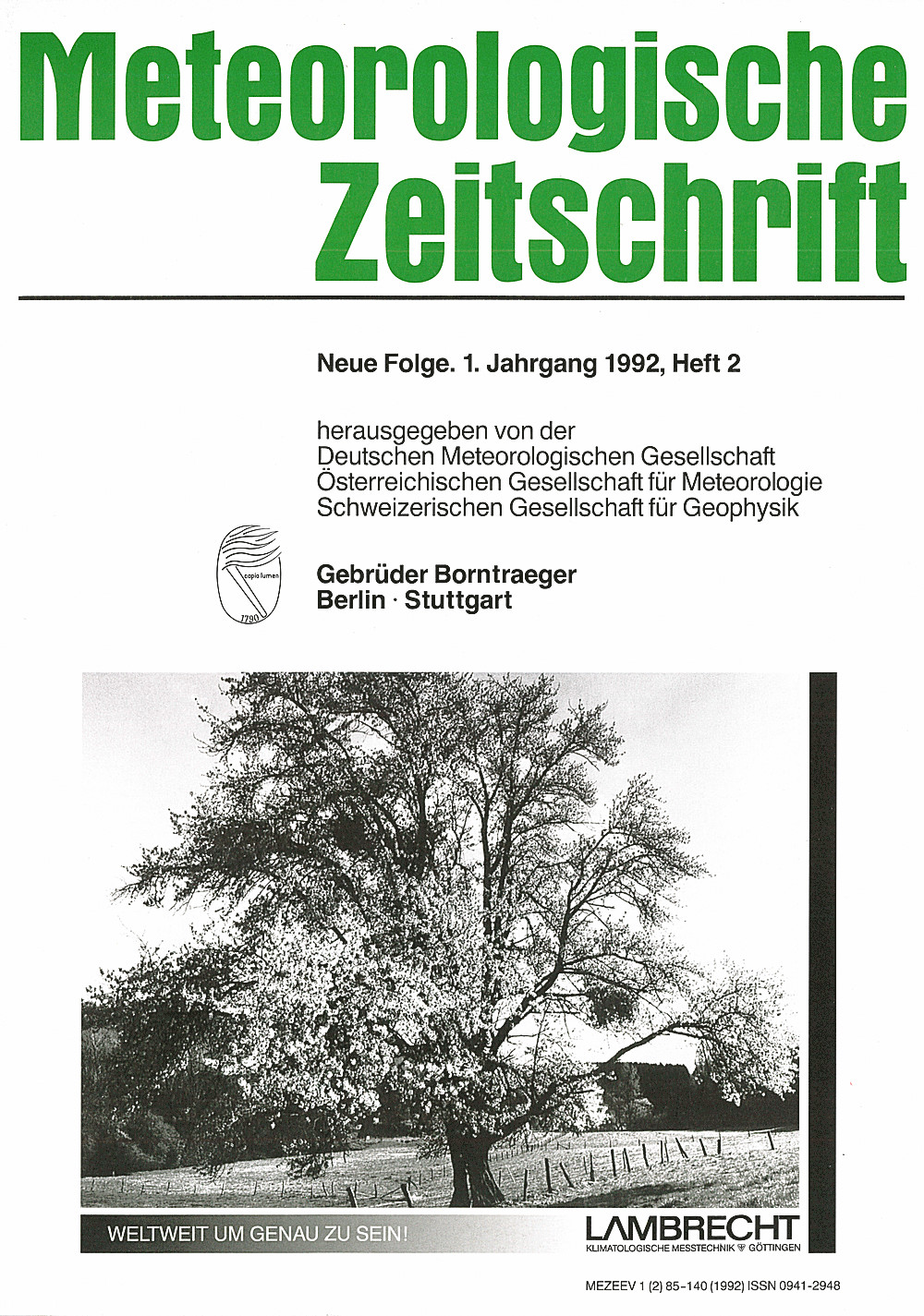 Cover image of: Meteorologische Zeitschrift Vol. 1 No. 2