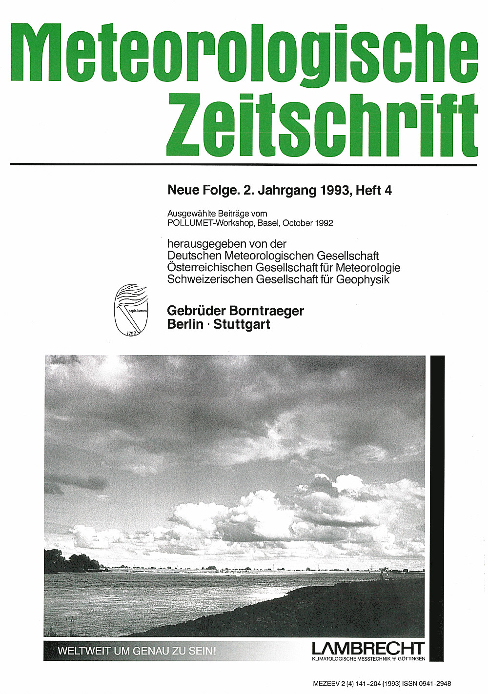 Cover image of: Meteorologische Zeitschrift Vol. 2 No. 4