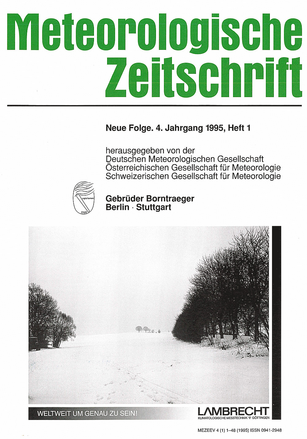 Cover image of: Meteorologische Zeitschrift Vol. 4 No. 1