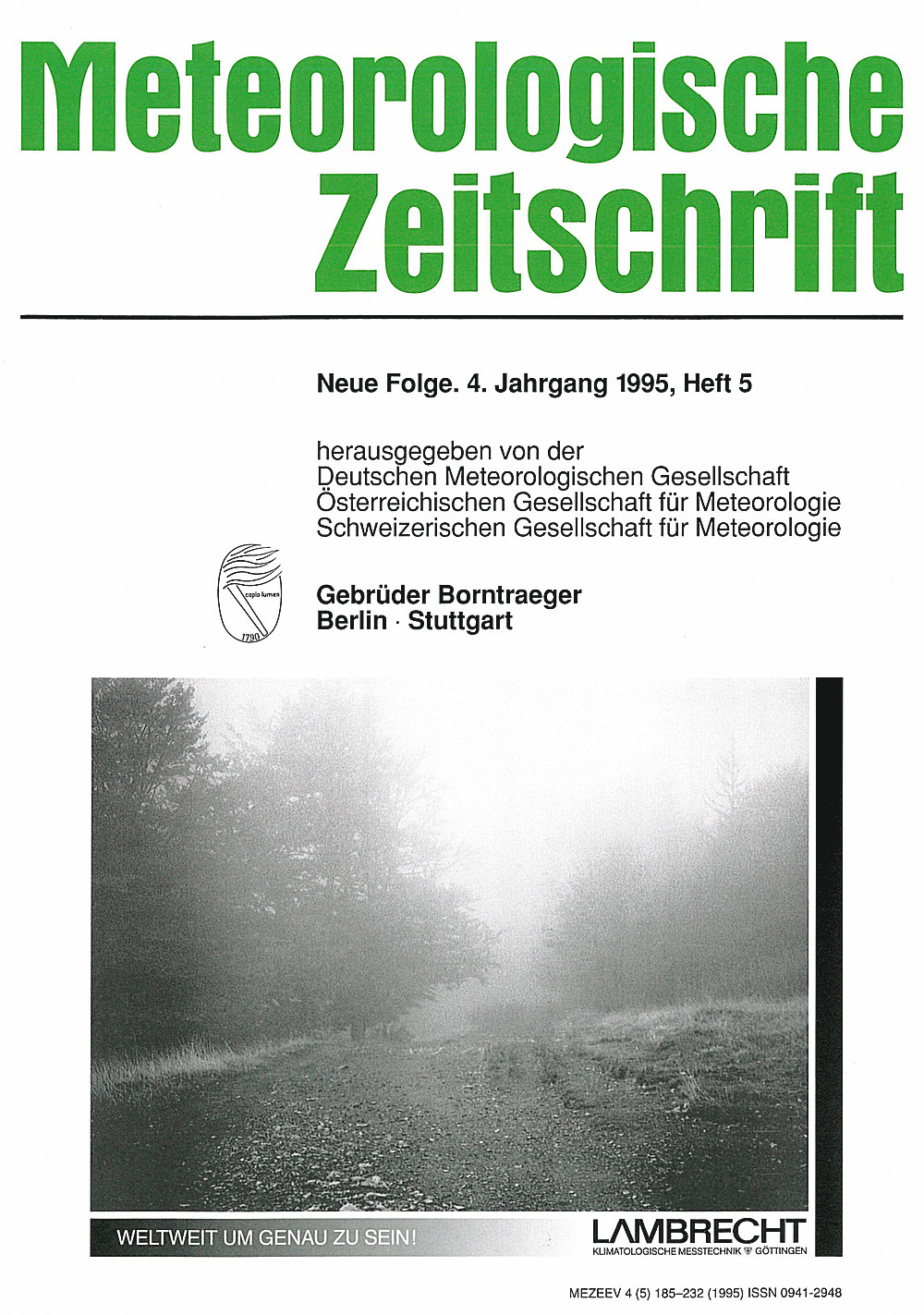 Cover image of: Meteorologische Zeitschrift Vol. 4 No. 5