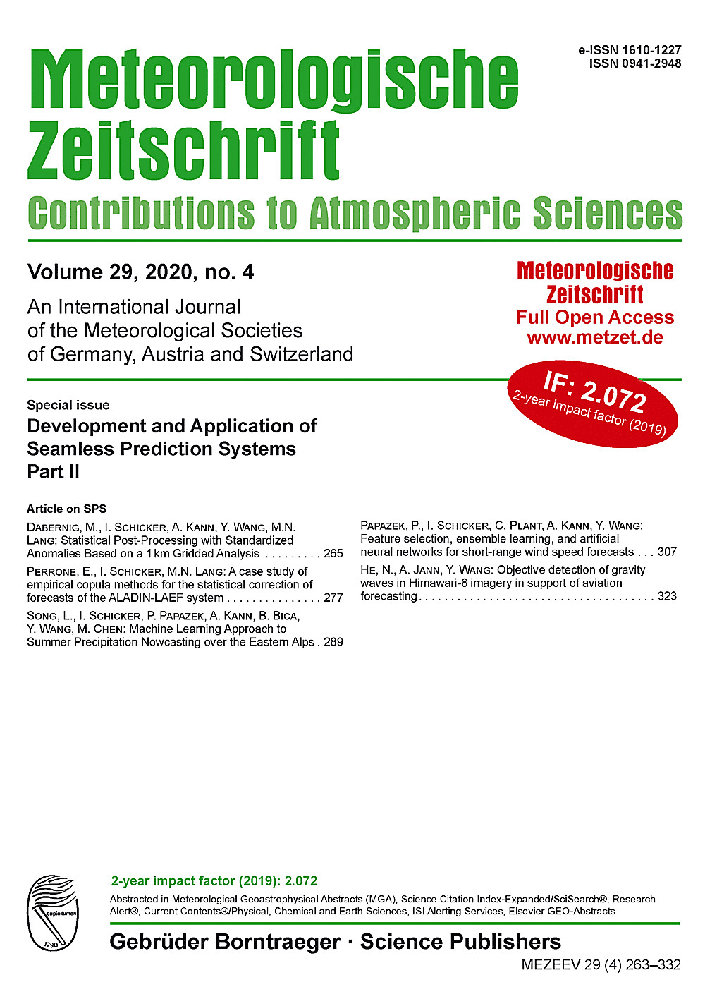 Image de couverture de: Special Issue <br>
Development and Application of Seamless Prediction Systems  <br>  Part II