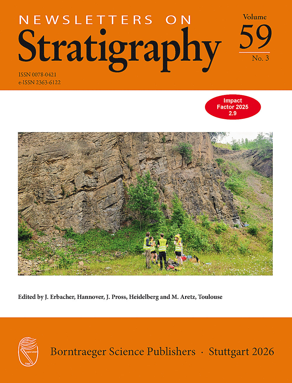 Cover image of: Newsletters on Stratigraphy Volume 59 Number 3