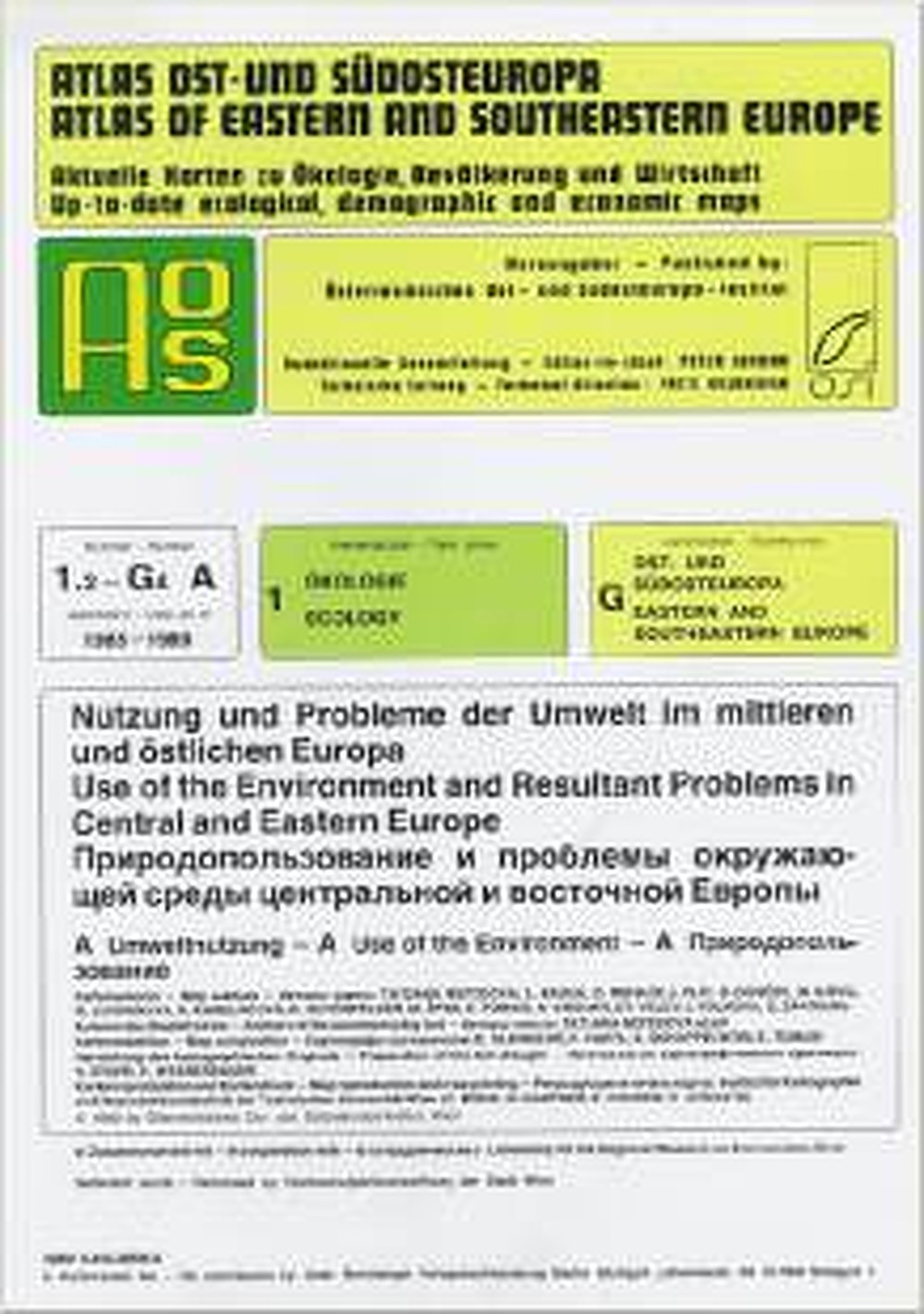 Cover image of: Tatjana Nefedova - Nutzung und Probleme der Umwelt im mittleren und östlichen 
Europa. A: Umweltnutzung, B: Umweltprobleme Karte und deutsch-englisch-russisches Begleitheft
