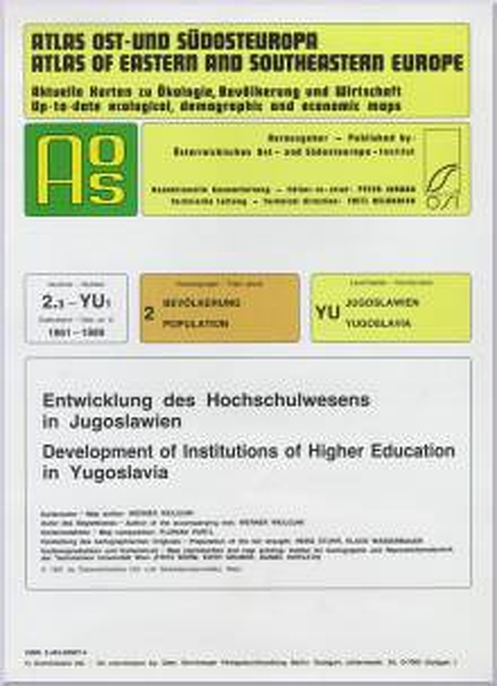 Cover image of: Werner Weilguni - Entwicklung des Hochschulwesens in Jugoslawien Karte und deutsch-englisches Begleitheft

