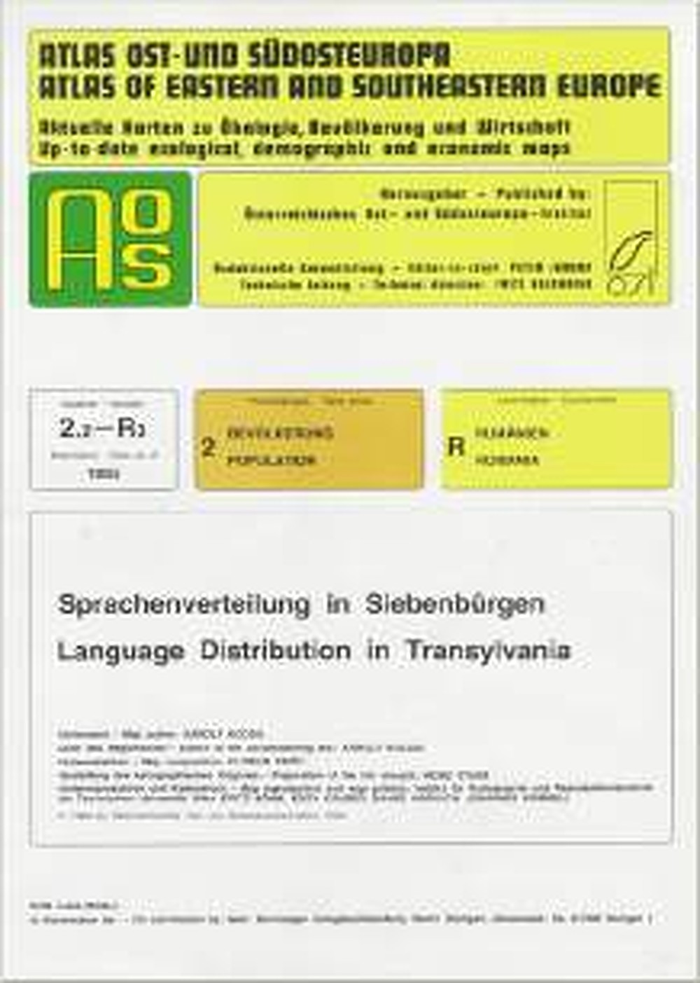 Cover image of: Károly Kocsis - Sprachenverteilung in Siebenbürgen Karte und deutsch-englisches Begleitheft