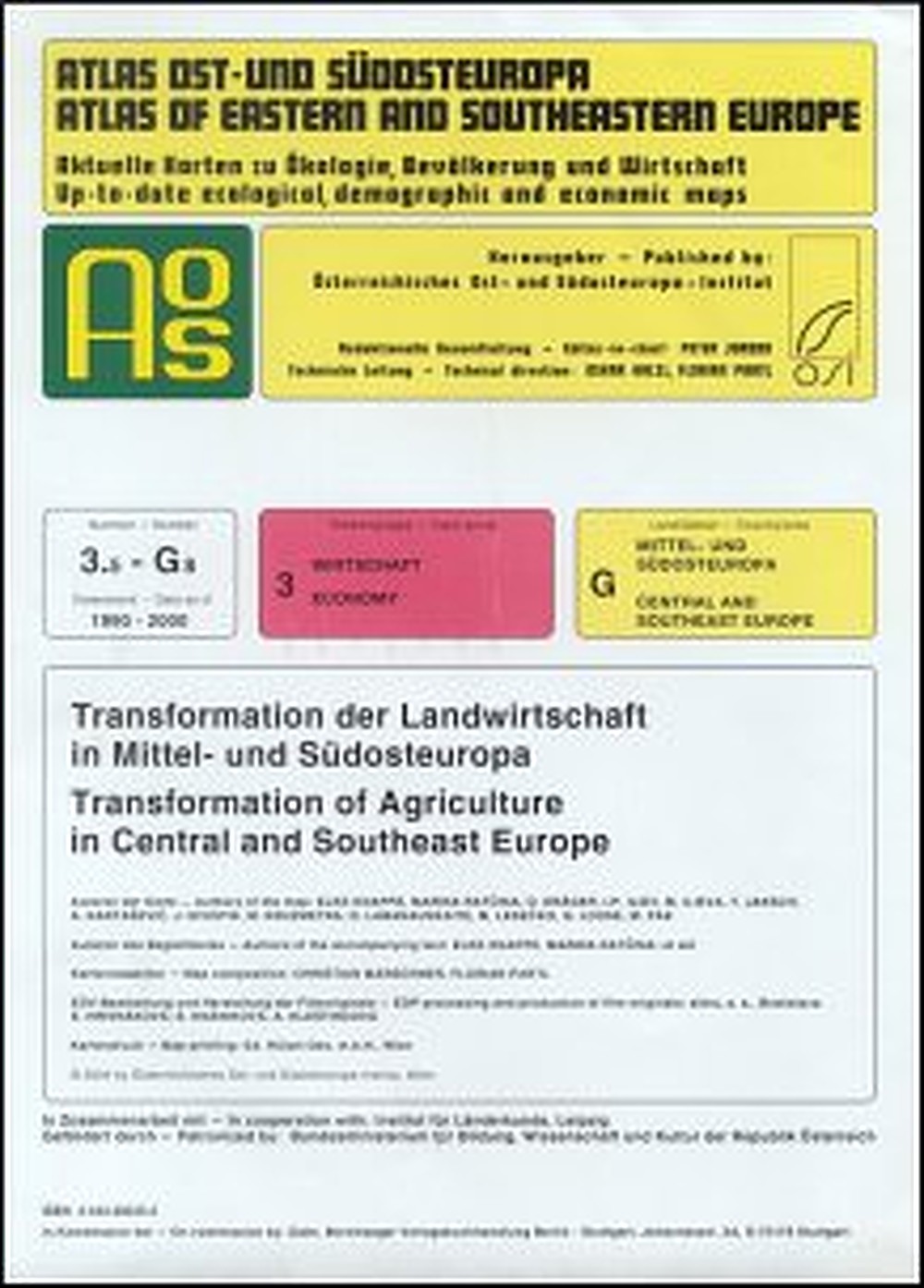 Cover image of:  - Transformation der Landwirtschaft in Mittel- und Südosteuropa.
Transformation of Agriculture in Central and Southeast Europe Karte und deutsch-englisches Begleitheft / Map and bilingual 
(German-English) commentary