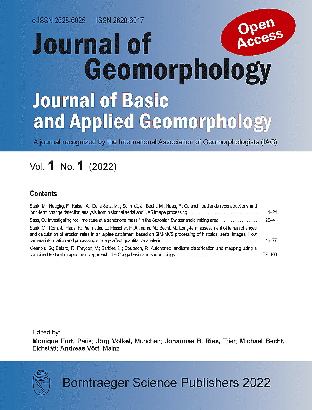 Image de couverture de: Journal of Geomorphology Volume 1 Issue 1