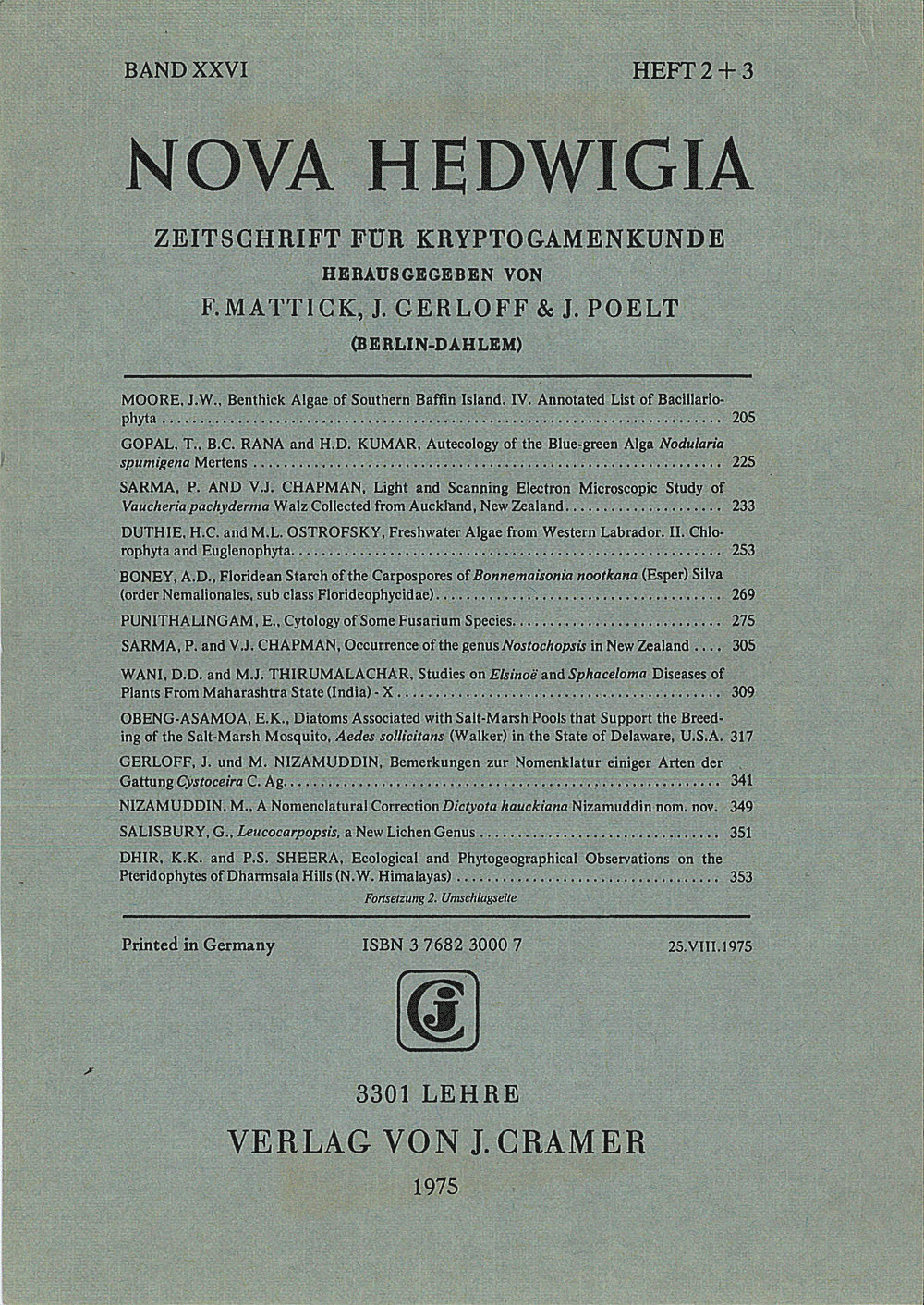 Cover image of: Nova Hedwigia Band 26 Heft 2-3