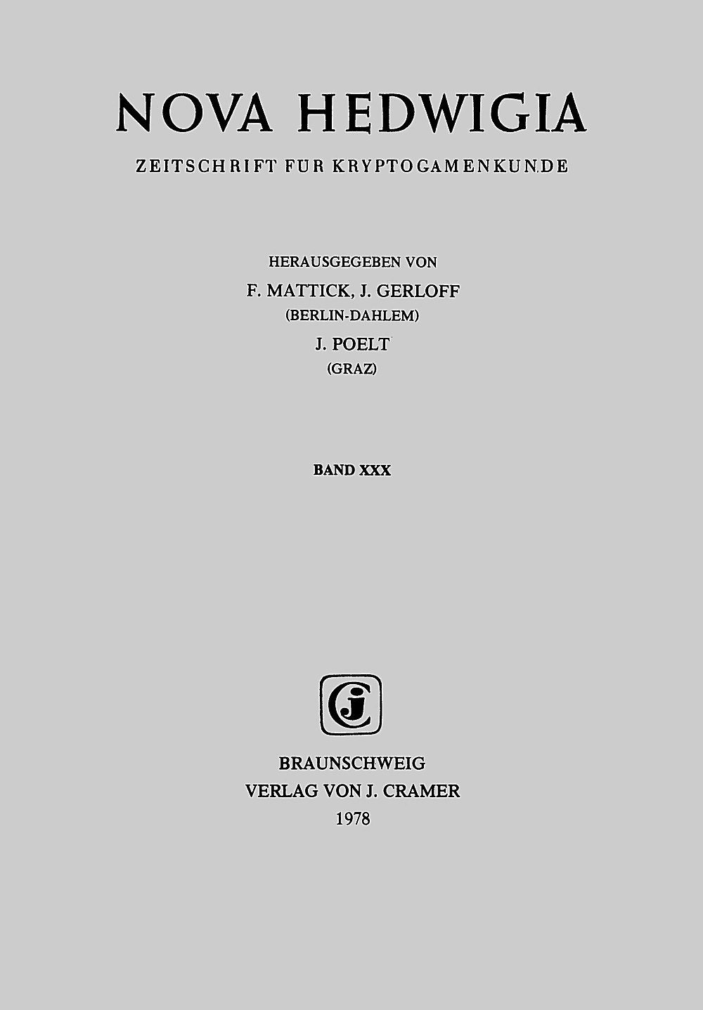 Cover image of: Nova Hedwigia Band 30 Heft 1-4