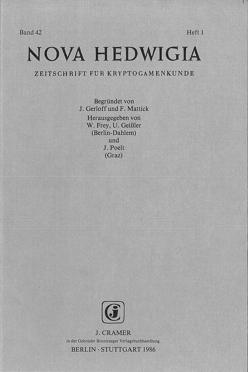 Cover image of: Nova Hedwigia Band 42 Heft 1