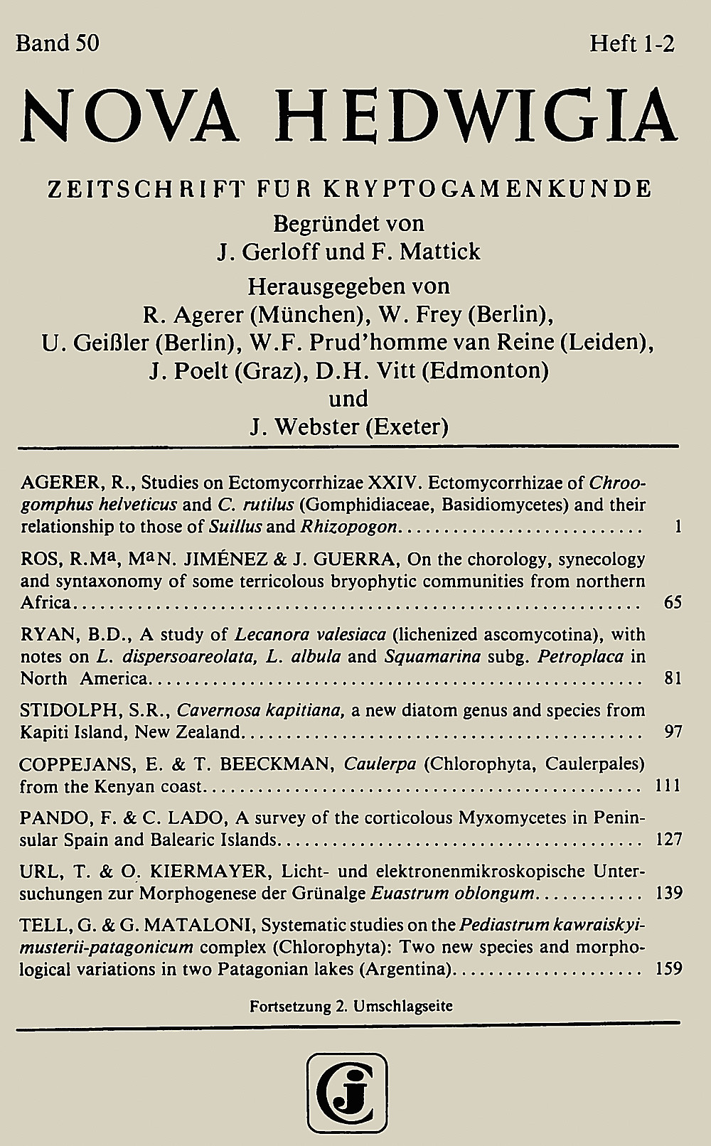 Cover image of: Nova Hedwigia Band 50 Heft 1-2