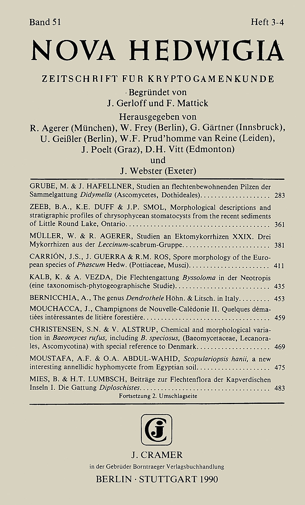 Cover image of: Nova Hedwigia Band 51 Heft 3-4