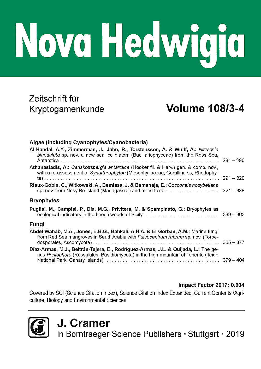 Umschlagbild des Buches: Nova Hedwigia Band 108 Heft 3-4