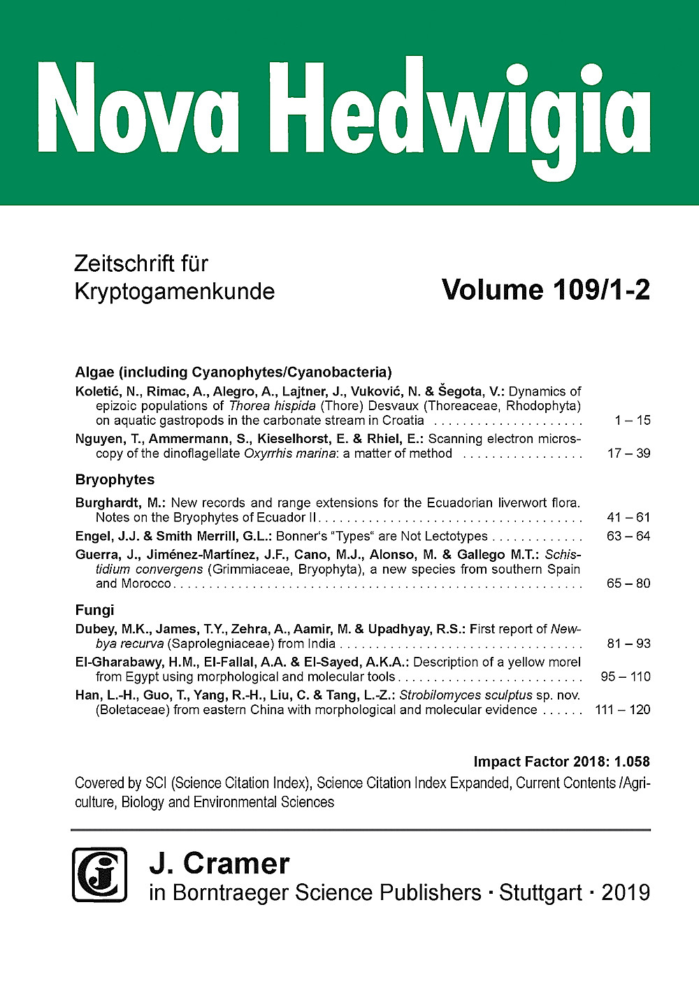 Cover image of: Nova Hedwigia Band 109 Heft 1-2