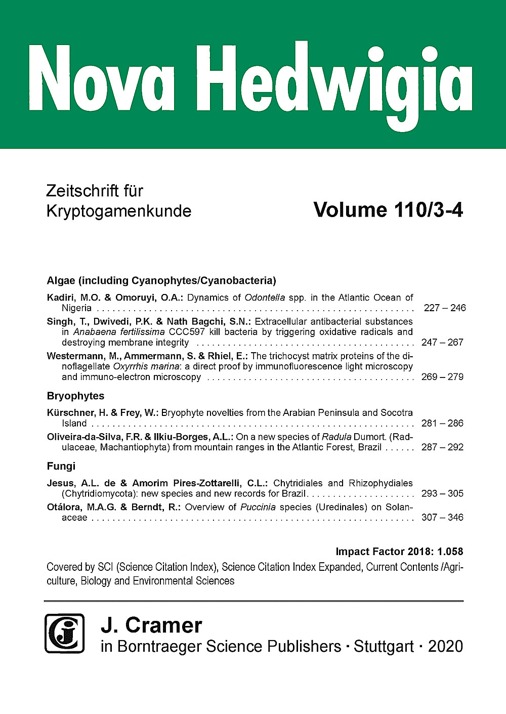 Cover image of: Nova Hedwigia Band 110 Heft 3-4