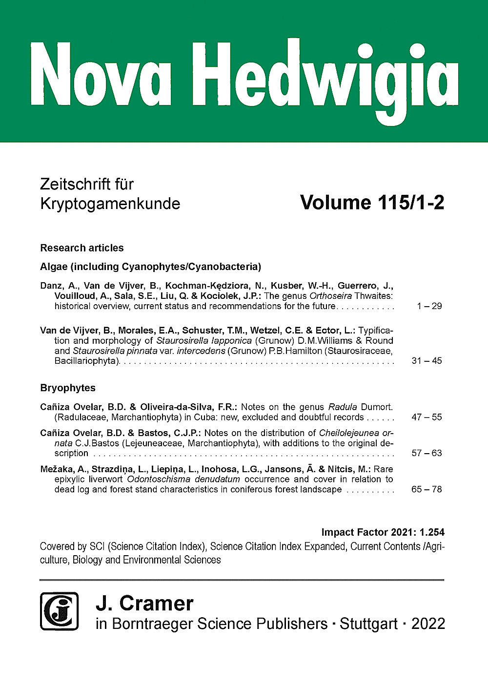 Image de couverture de: Nova Hedwigia Band 115 Heft 1-2