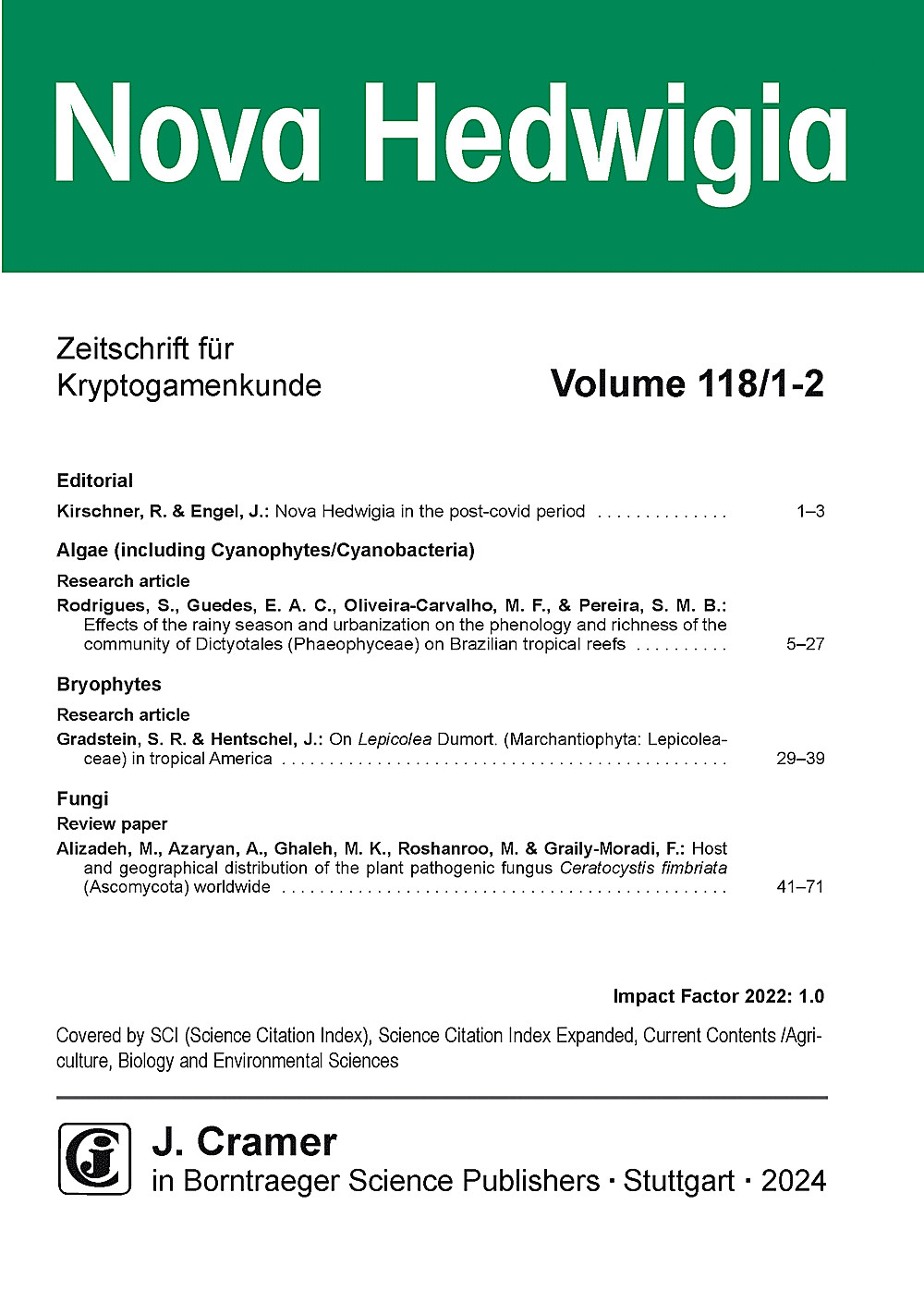 Umschlagbild des Buches: Nova Hedwigia Band 118 Heft 1-2