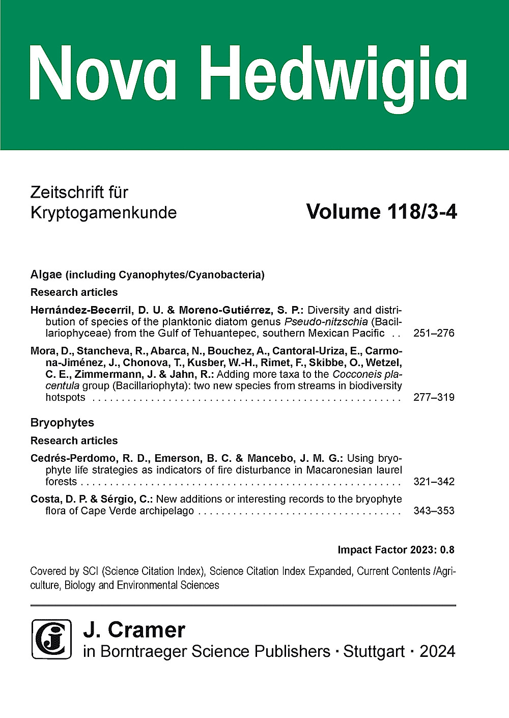 Umschlagbild des Buches: Nova Hedwigia Band 118 Heft 3-4