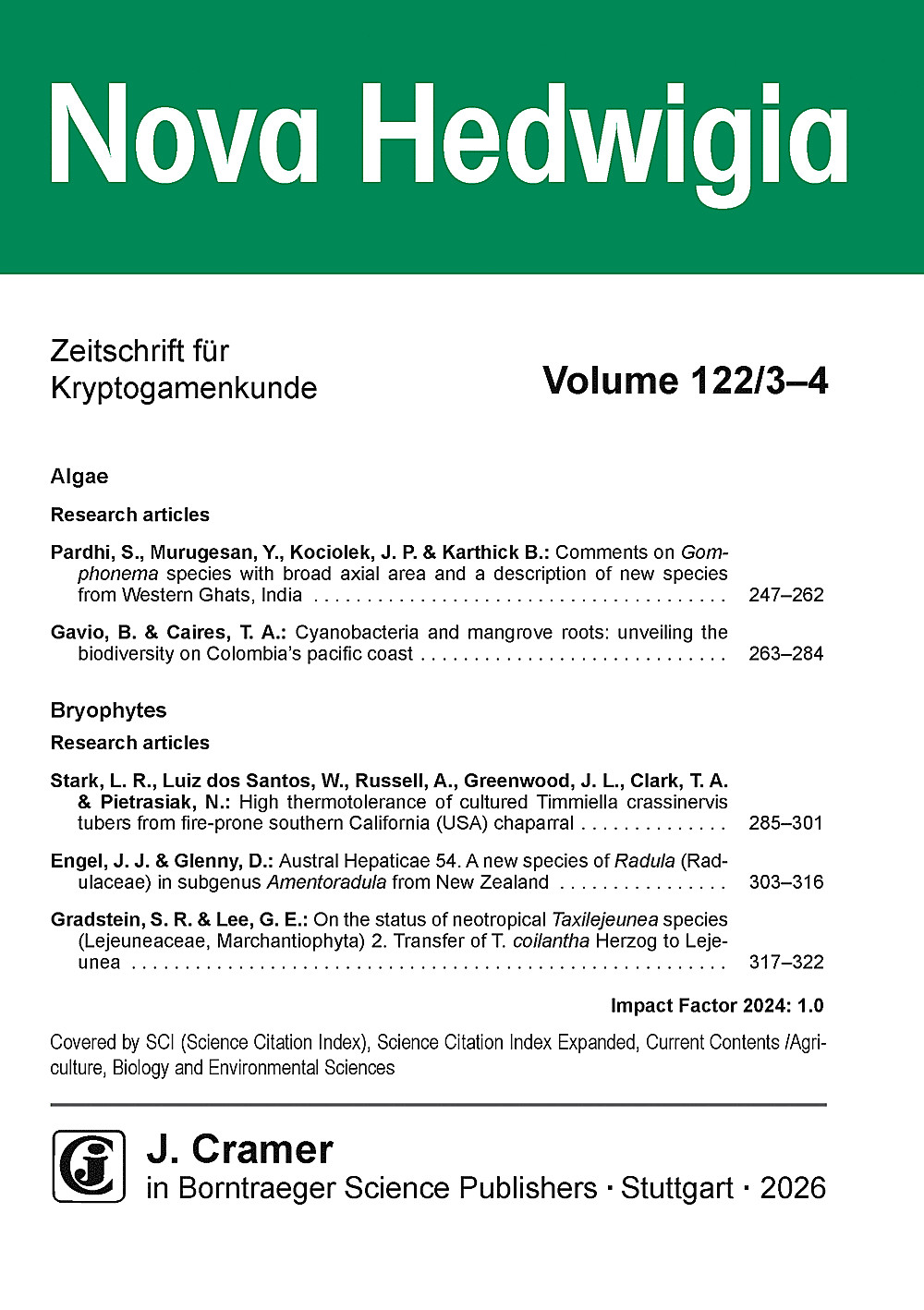 Cover image of: Nova Hedwigia Band 122 Heft 3-4