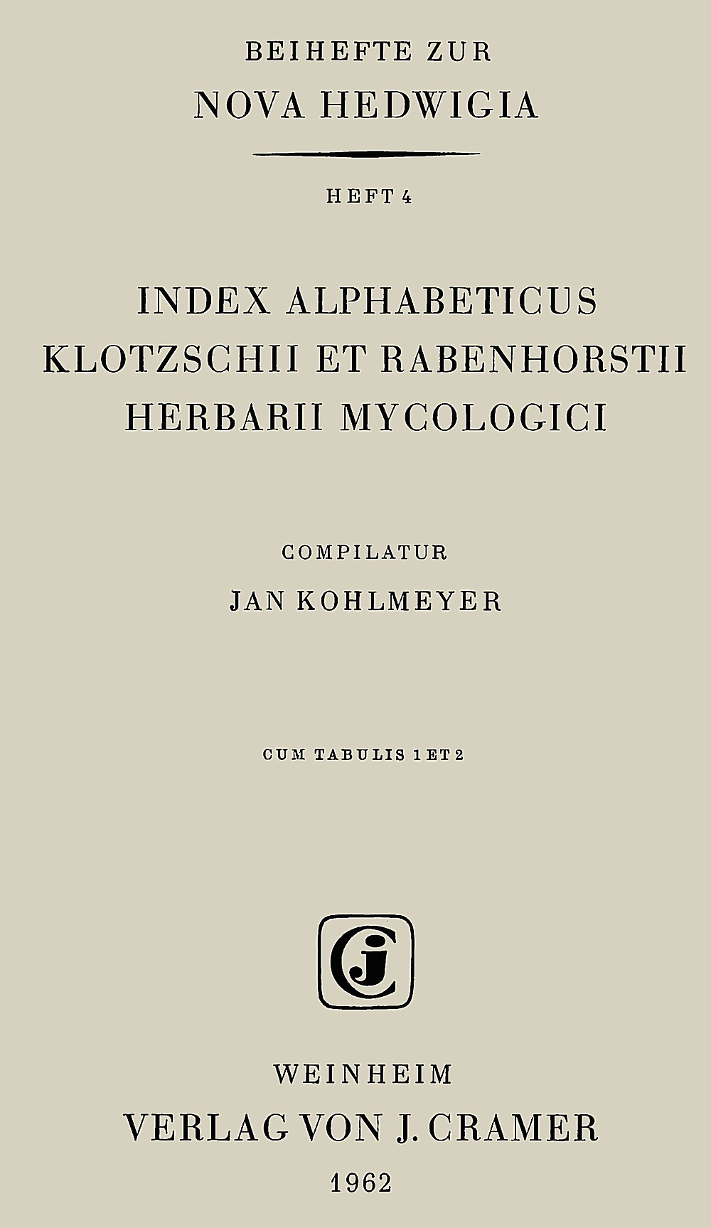 Cover image of: Index alphabeticus Klotzschii et Rabenhorstii herbarii mycologici