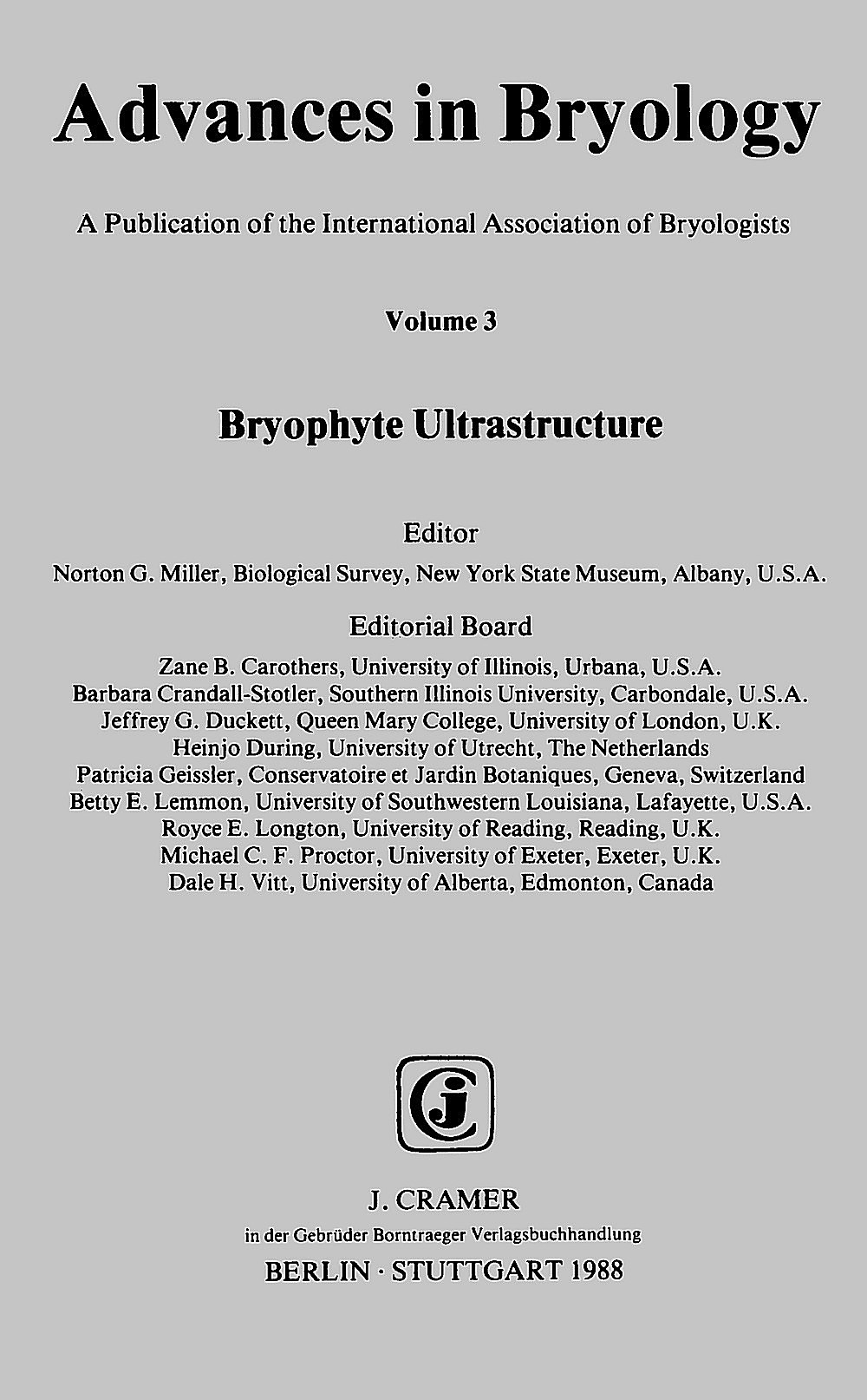 Image de couverture de:  - Bryophyte Ultrastructure 