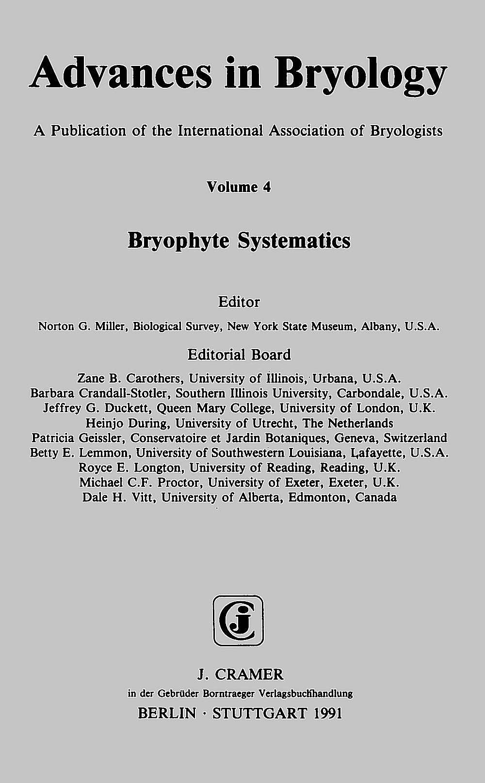 Image de couverture de:  - Bryophyte Systematics 