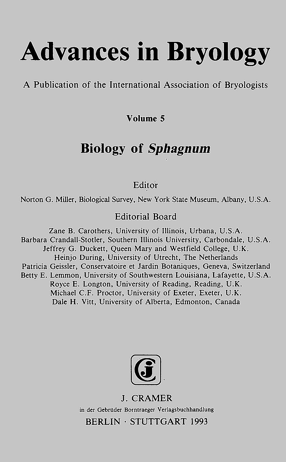 Cover image of:  - Biology of Sphagnum 