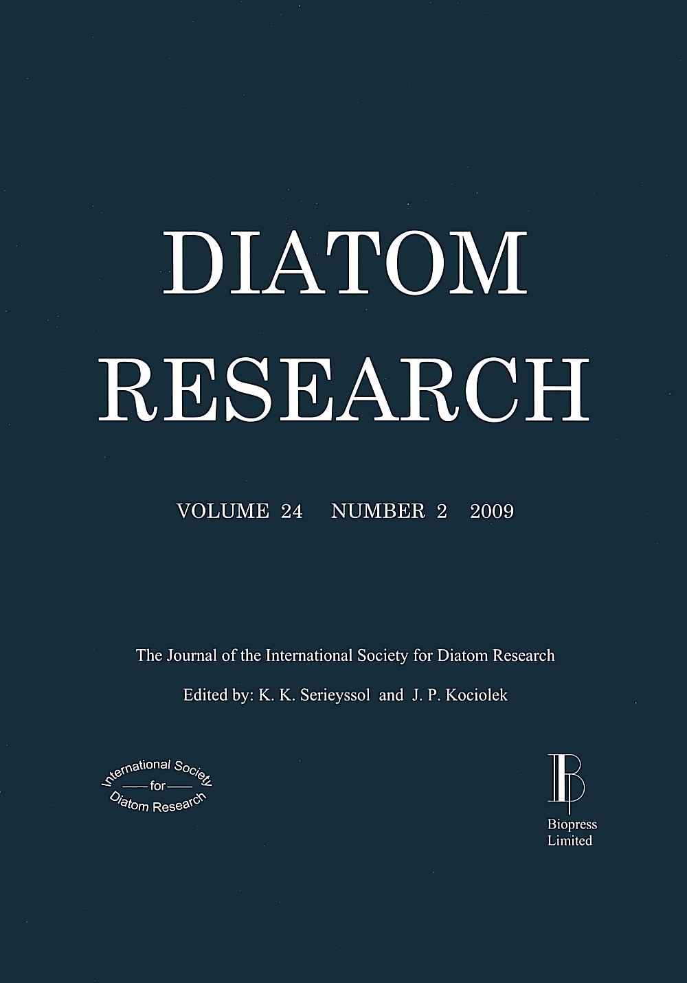 Cover image of:  - Diatom Research Volume 24 Number 2 