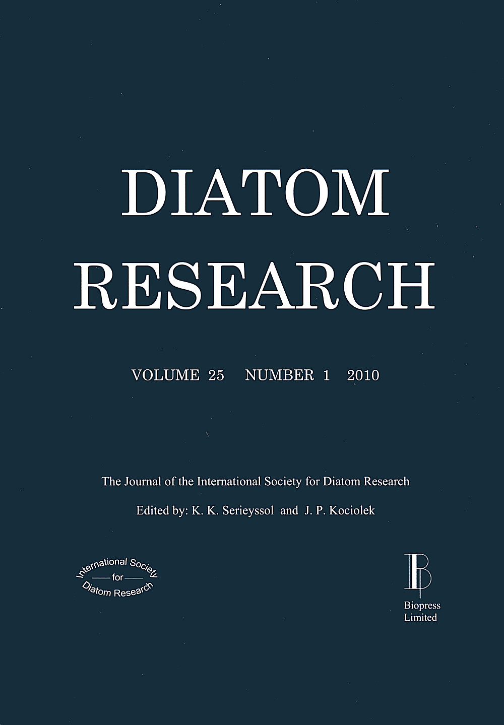 Cover image of:  - Diatom Research Volume 25 Number 1 