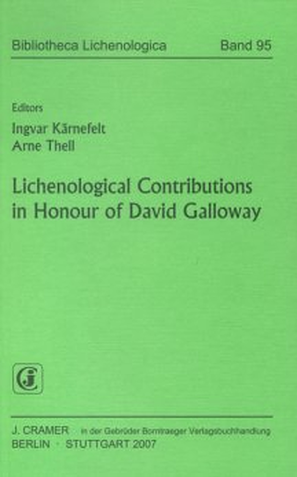 Cover image of:  - Lichenological Contributions in Honour of David Galloway 