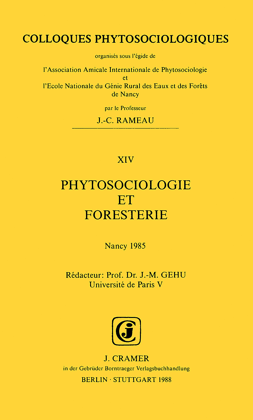 Cover image of:  - Phytosociologie et forêsterie Nancy 1985
