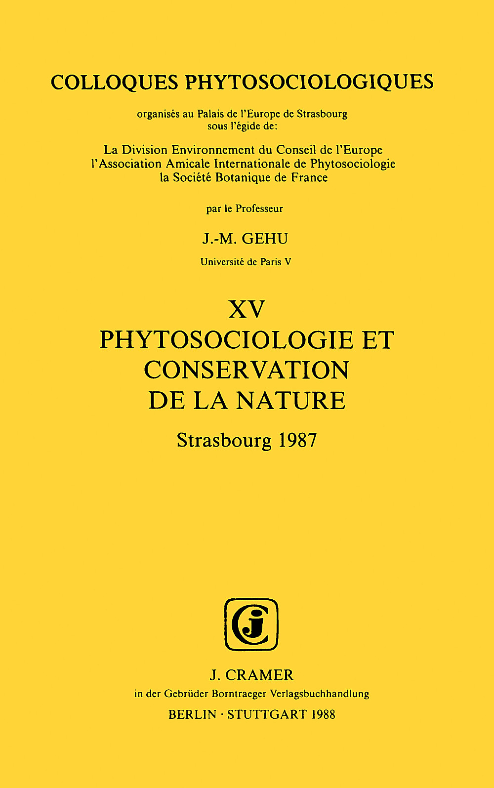 Image de couverture de:  - Phytosociologie et conservation de la nature Strasbourg 1987