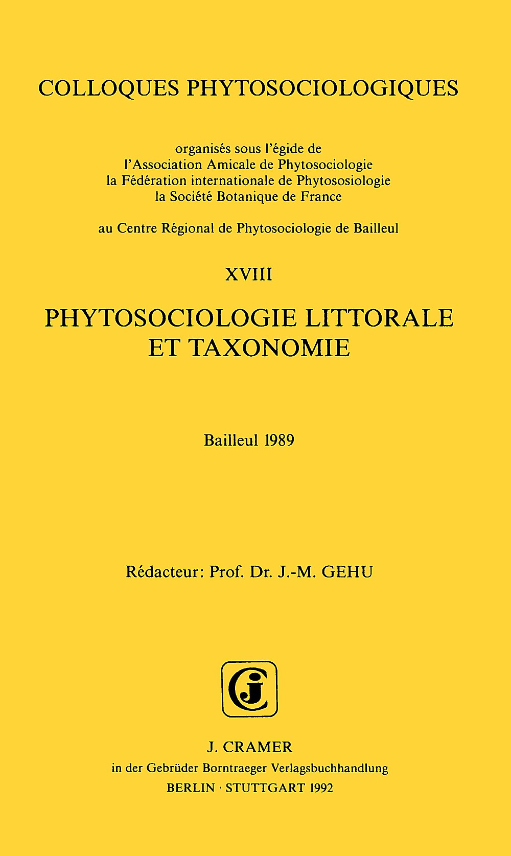 Cover image of:  - Phytosociologie Littorale et Taxonomie 