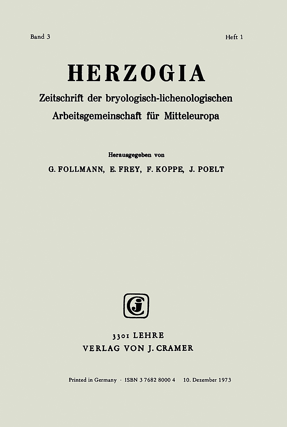 Umschlagbild des Buches: Herzogia Band 3 Heft 1