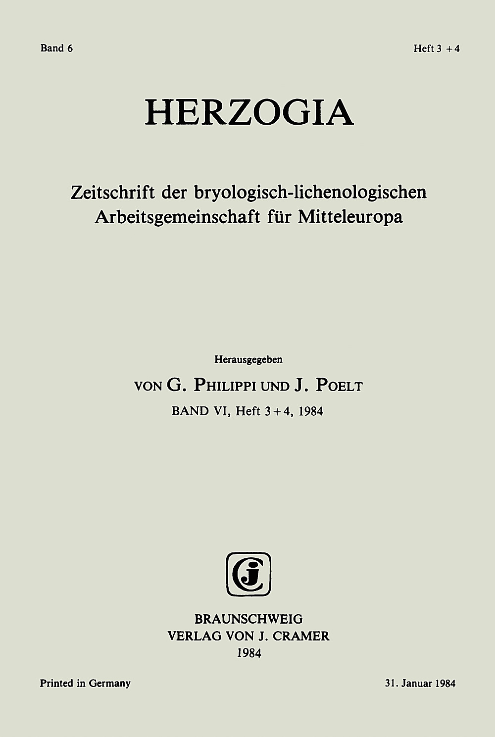 Cover image of: Herzogia Band 6 Heft 3-4