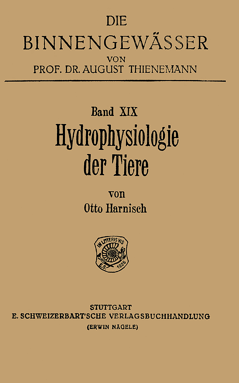 Cover image of: Otto Harnisch - Hydrophysiologie der Tiere
 Elemente zu ihrem Aufbau