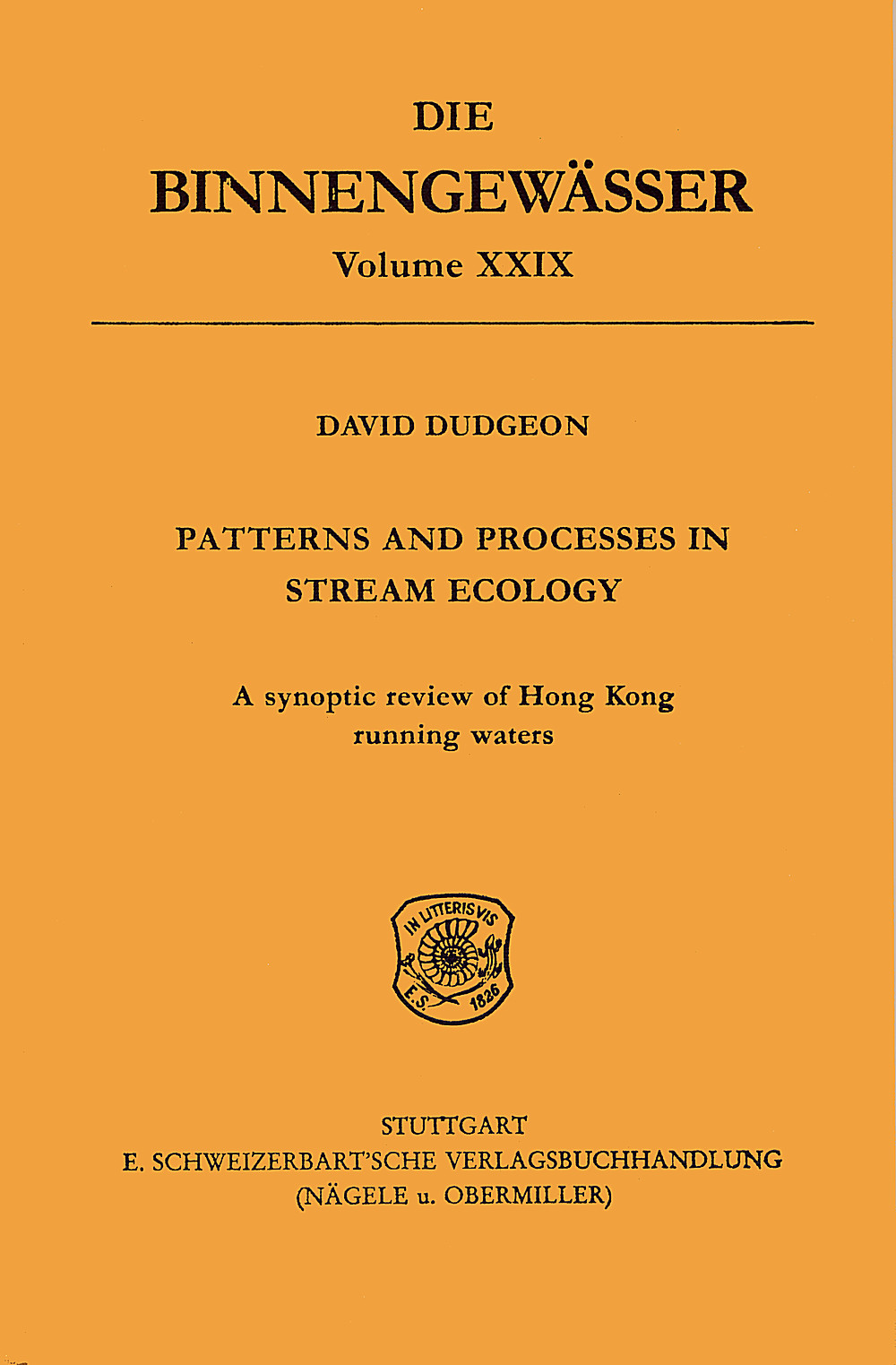 Umschlagbild des Buches: David Dudgeon - Patterns and processes in stream ecology A synoptic review of Hong Kong running waters