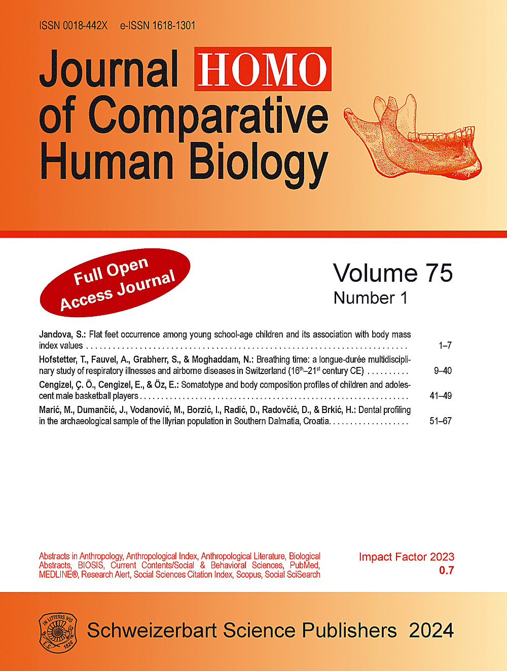 Cover image of: HOMO Volume 75 No 1
