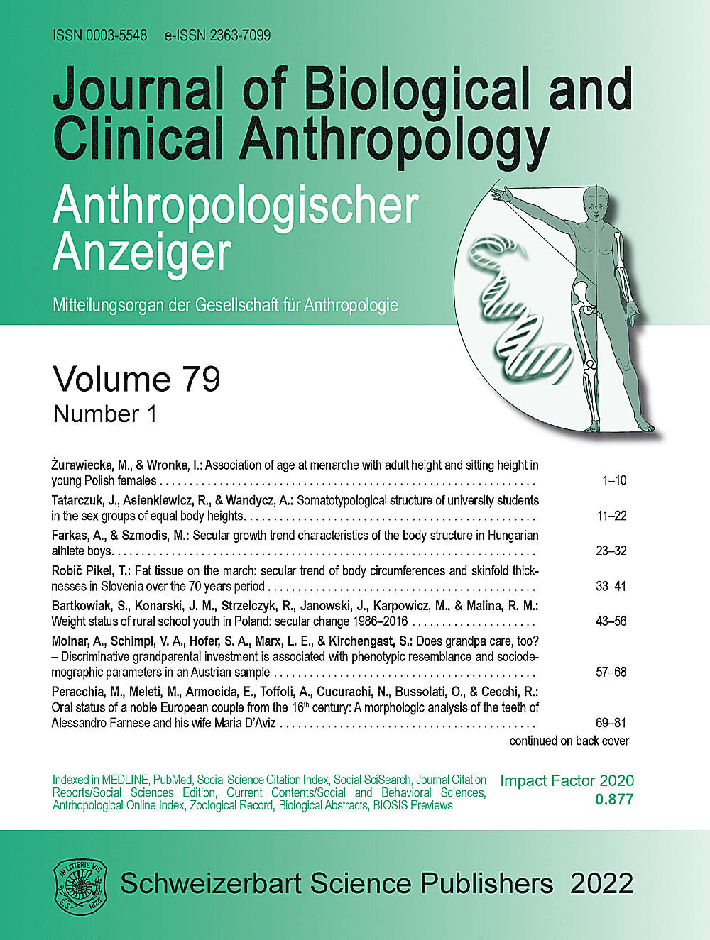 Cover image of: Anthropologischer Anzeiger Volume 79 No. 1